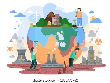 The planet Earth is a victim of society and it s way of life. Human makes the planet suffer from destroyed soils, acid rains, radiation emissions, polluted air, lack of waste processing plants