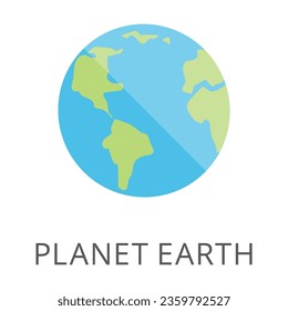 Planet earth view from space with continents and oceans isolated on white. Colored flat vector icon of globe or world map. Travelling and tourism concept