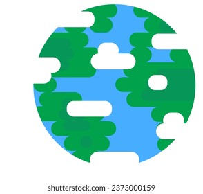 Planet earth view from space icon. Astronomical observations of space objects. Extraterrestrial travel and deep space exploration. Simple flat vector symbol isolated on white background