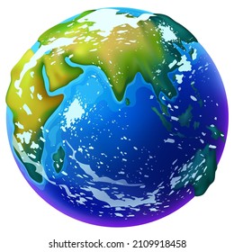 Planet Earth view from space. Map of continents. Pure nature, water and climate. Isolated 3d vector illustration.