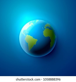 Planet earth view from space on a blue background. Vector illustration
