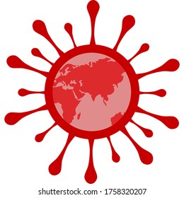 Planet earth in a virus. Red and pink colors.