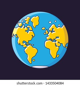 Planet Earth, western globe hemisphere, world map.
