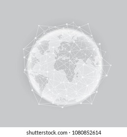 Planet earth with white and technology network. vector illustration
