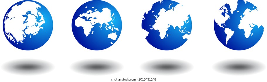 Planet earth or world globe with oceans and water gradient vector color icon 