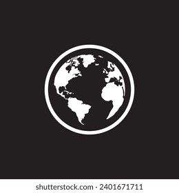Planet earth or world globe with oceans and water flat vector color icon for apps and websites
