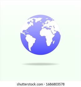 Planet Earth World Icon Blue Globe With White Continents Simple Flat Circular Vector Icon