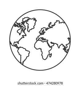 planet earth world map cartography icon. Flat and isolated design. Vector illustration