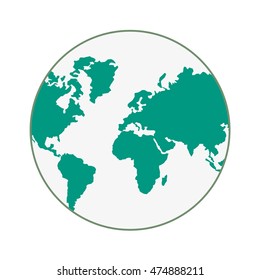 planet earth world map cartography icon. Flat and isolated design. Vector illustration