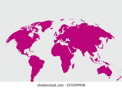 Planet earth, world map simple stylization in color pink