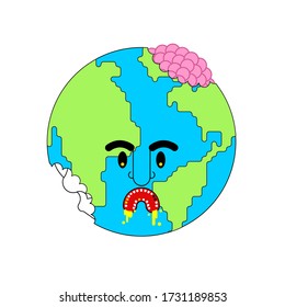 Planet Earth zombie. Zombies world Cartoon vector illustration
