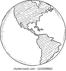  Planet Earth.Doodle globe illustration