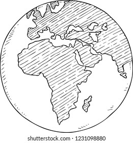  Planet Earth.Doodle globe illustration