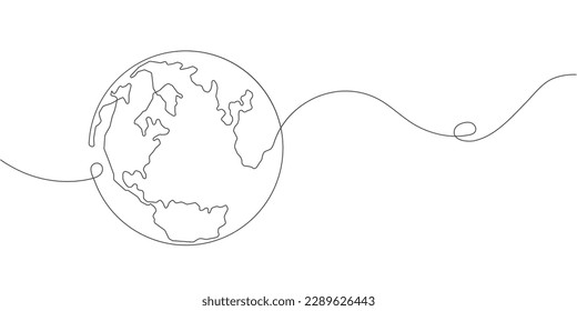 Planet Earth.Map.One line drawing.Vector illustration.