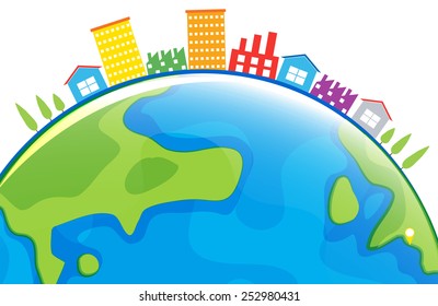 The planet Earth's surface on a white background