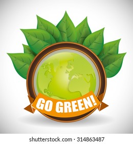 Planet  and ecology over white and flat background design, vector illustration 10 eps graphic.
