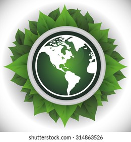 Planet  and ecology over white and flat background design, vector illustration 10 eps graphic.