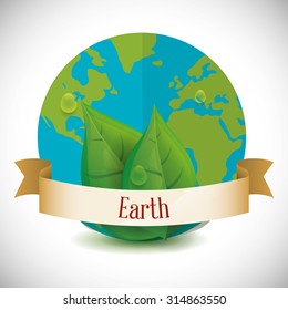 Planet  and ecology over white and flat background design, vector illustration 10 eps graphic.