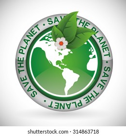 Planet  and ecology over white and flat background design, vector illustration 10 eps graphic.