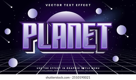 Planet editable text effect template with shining stardust