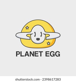 Planet egg cartoon logo design