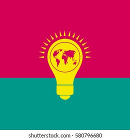 Planet electricity. Vector icon.Light illuminates the planet.