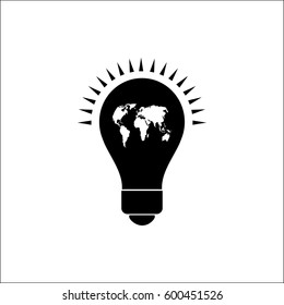 Planet electricity. Vector icon.Light illuminates the planet.