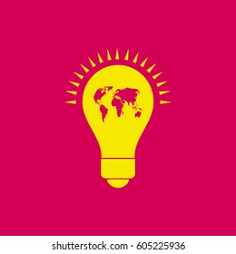 Planet electricity. Vector icon.Light illuminates the planet.