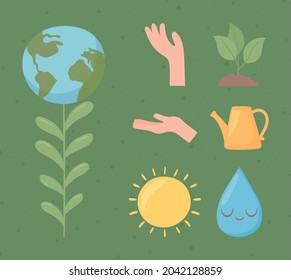 planet environment and ecology set