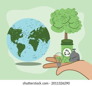 medio ambiente planetario y concepto de reciclaje