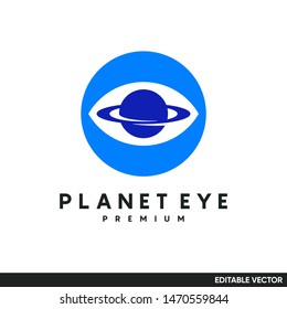 planet eye logo vector smart negative space style