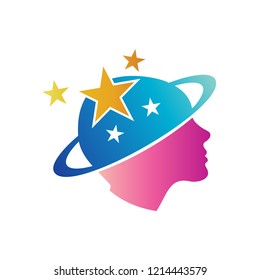 Planet face logo template design modern, Human face logo, Planet logo