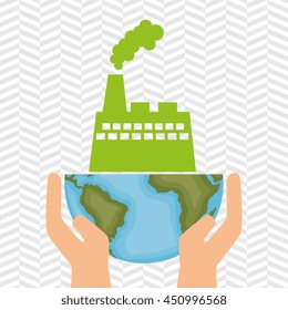 planet and factory isolated icon design, vector illustration  graphic 