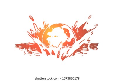 Planet falling into ocean, Earth day celebration 
