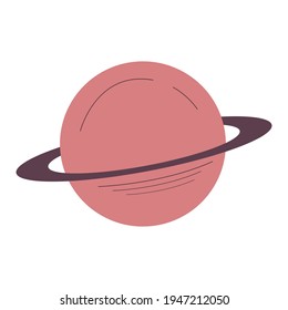The planet is fashionable, isolated on a white background. Minimal design. Fashionable vector illustration in flat linear style. Minimalist abstract aesthetic style. Planet with Rings
