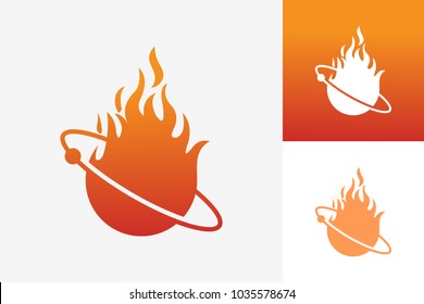 Planet Fire Logo Template Design Vector, Emblem, Design Concept, Creative Symbol, Icon