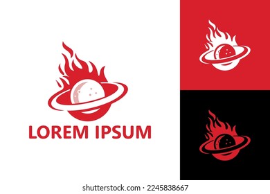 Planet fire logo template design vector