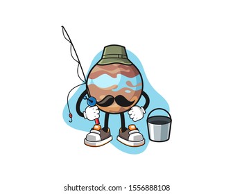 Planet fisherman cartoon. Mascot Character vector.