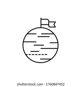 planeta, icono de línea de concepto de bandera. Ilustración de elemento simple. Planeta, marca de diseño de símbolo de contorno desde el conjunto de espacios. Se puede usar para web y móvil