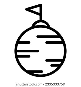 Planet mit Flaggenzeilensymbol. Offene Vektorgrafik auf dem Planeten, einzeln auf weiß. Astronomie-Umriss-Design, entwickelt für Web und App. EPS10