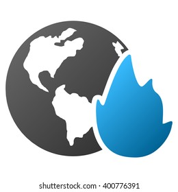 Planet Flame vector toolbar icon for software design. Style is a gradient icon symbol on a white background.