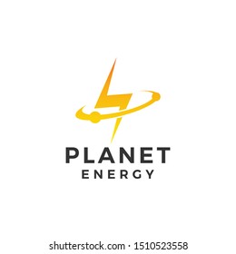 Planet Flash energy electric logo design concept