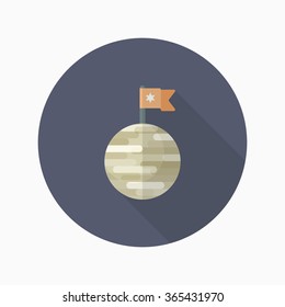 Planet flat  icon with long shadow,eps10,
