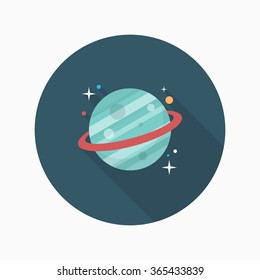 Planet flat  icon with long shadow,eps10,