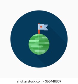 Planet flat  icon with long shadow,eps10,