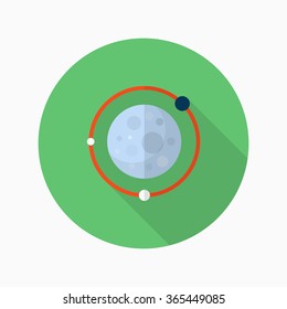 Planet flat  icon with long shadow,eps10,