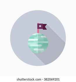 Planet flat  icon with long shadow,eps10,