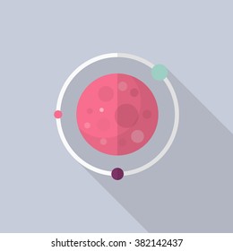 Planet flat  icon with long shadow,eps10,
