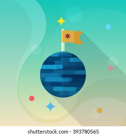 Planet flat  icon with long shadow,eps10,