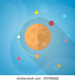 Planet flat  icon with long shadow,eps10,